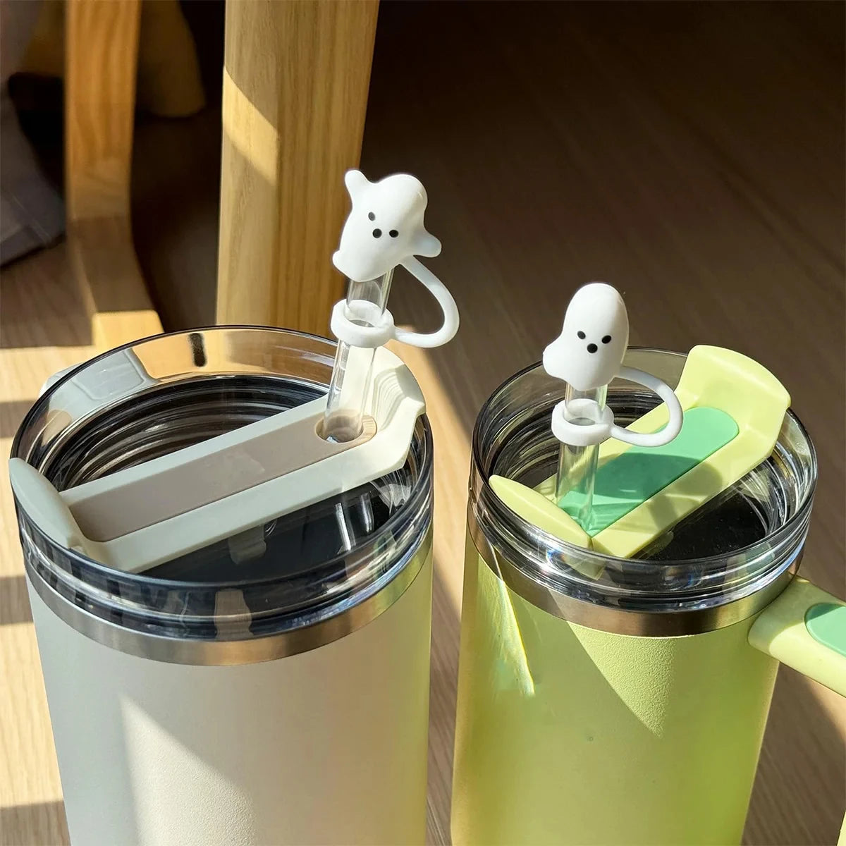 Cute Ghost Straw Covers Cap Compatible with Stanley Cup 30 40 oz, Reusable Drinking Straw Topper, Funny Tumbler Accessories Peaceful Pleasures Health and Wellness