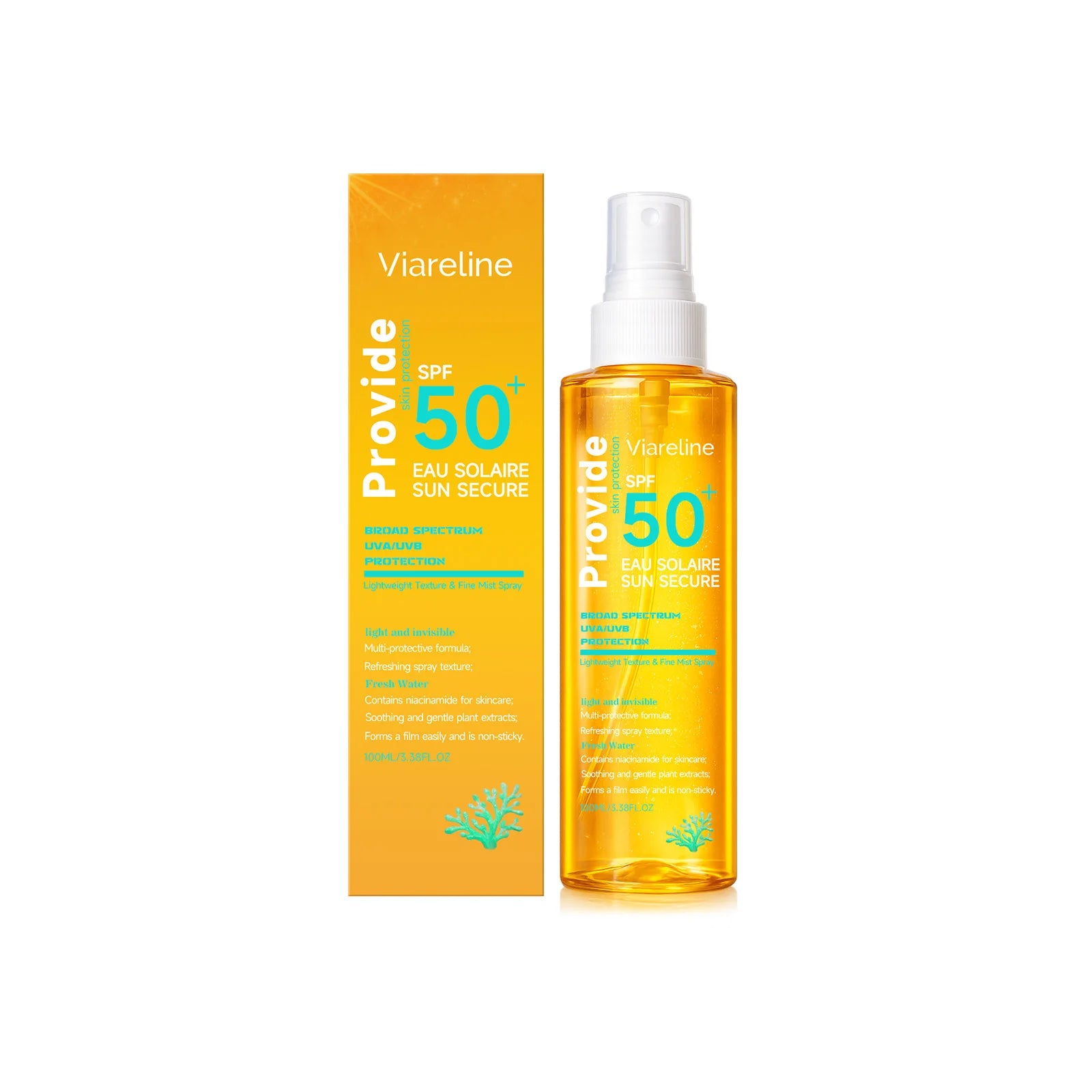 Coral Reef Safe Sunscreen Spray Waterproof Sweatproof Resistant Prevent Sunburn Moisturizing Refreshing Strong Facial Body Spray Peaceful Pleasures Health and Wellness 100ml boxed