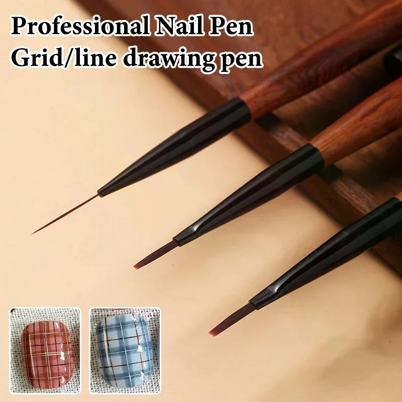 Nail Art Brush Checker Sandalwood Nail Drawing Painting Long Line Brush Nail Art Tool Painting Brushes DIY Design Manicure Tools Peaceful Pleasures Health and Wellness