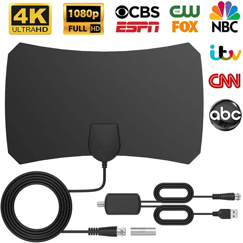 4K HD Amplified Flat TV Antenna – Free Digital HDTV Channels