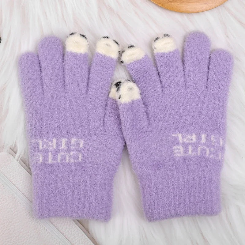 Panda Fingerless Gloves | Touchscreen Knit Winter Cycling Gift