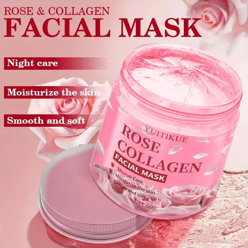 YUITIKUE Rose Collagen Facial Mask 60g - Night Care, Moisturize & Smooth Skin, Shurun Care Formula for Soft Skin Peaceful Pleasures Health and Wellness Default Title