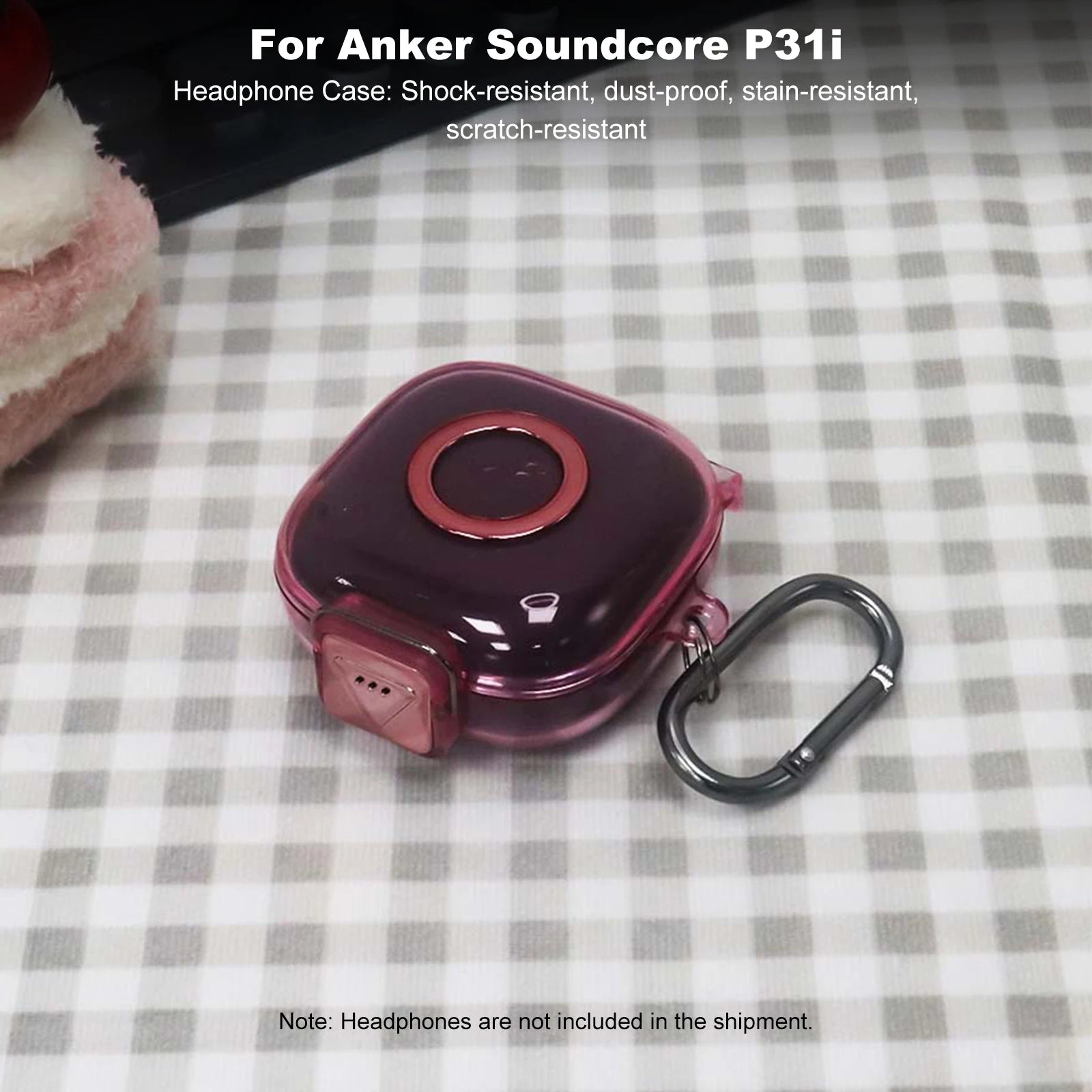 TPU Earphone Case for Anker Soundcore P31i with Safety Lock and Carabiner Protective Case Anti Drop Earbuds Accessories Peaceful Pleasures Health and Wellness