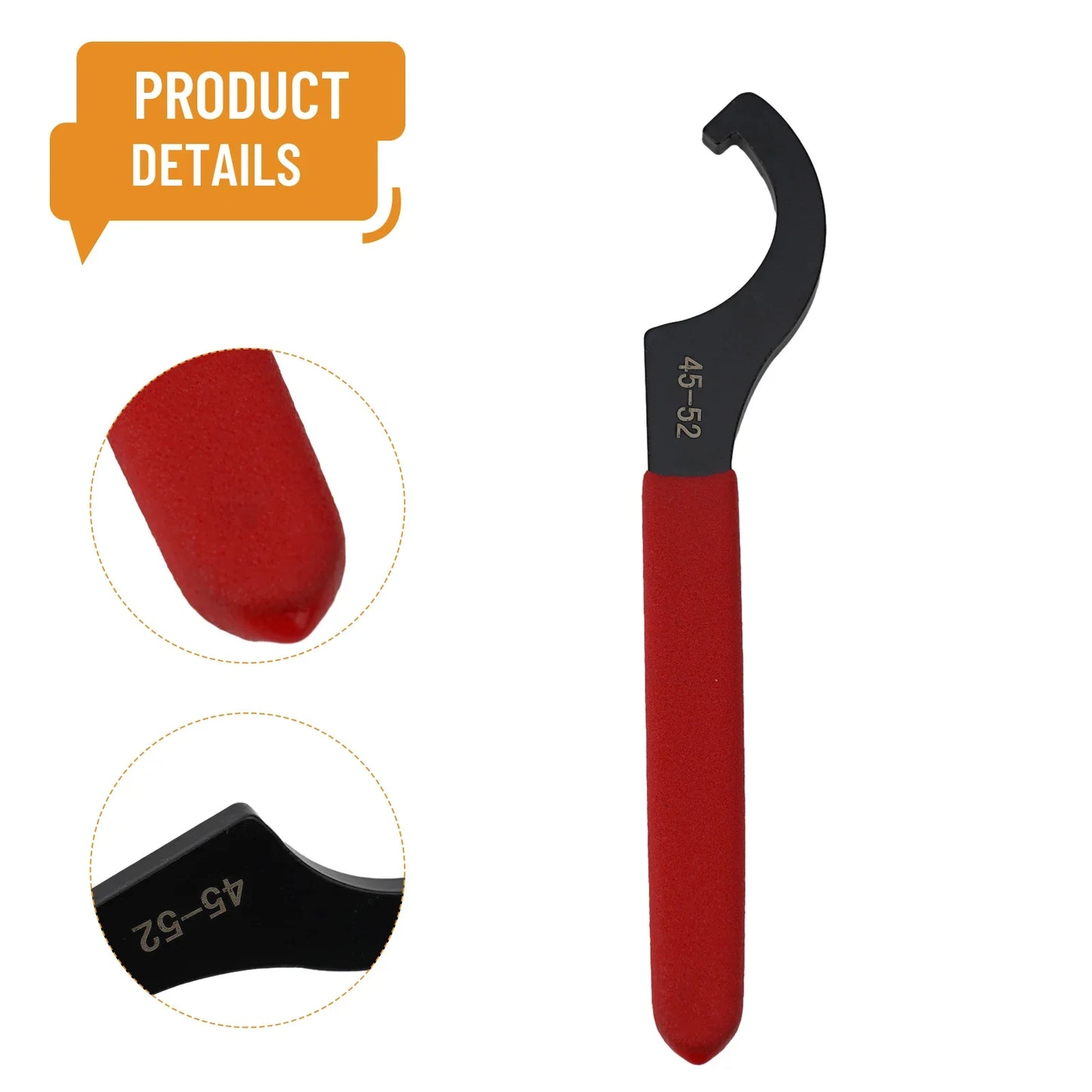 C Hook Spanner Wrench 38–72mm Round Nut | Non-Slip Handle
