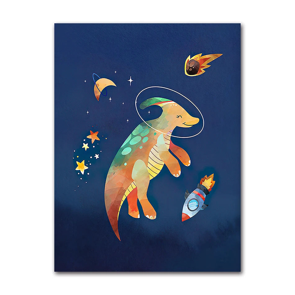 Nursery Wall Art Canvas Painting Nordic Posters And Prints Wall Pictures Baby Room study Decor Dinosaur Space Planet Alphabet Peaceful Pleasures Health and Wellness A1532-06 50x70cm Unframed