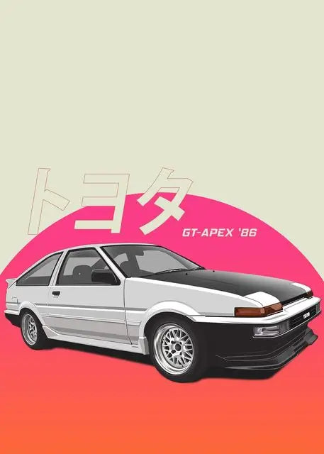 Initial D AE86 Takumi Anime Canvas Wall Art | Drift Car Poster