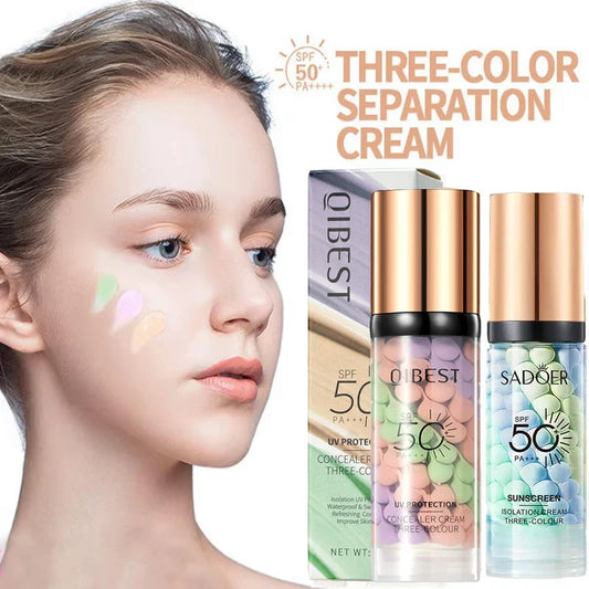 SADOER Tri-Color Contour Primer Cream | Waterproof Base 40g Makeup Primer Cream Oasis Select