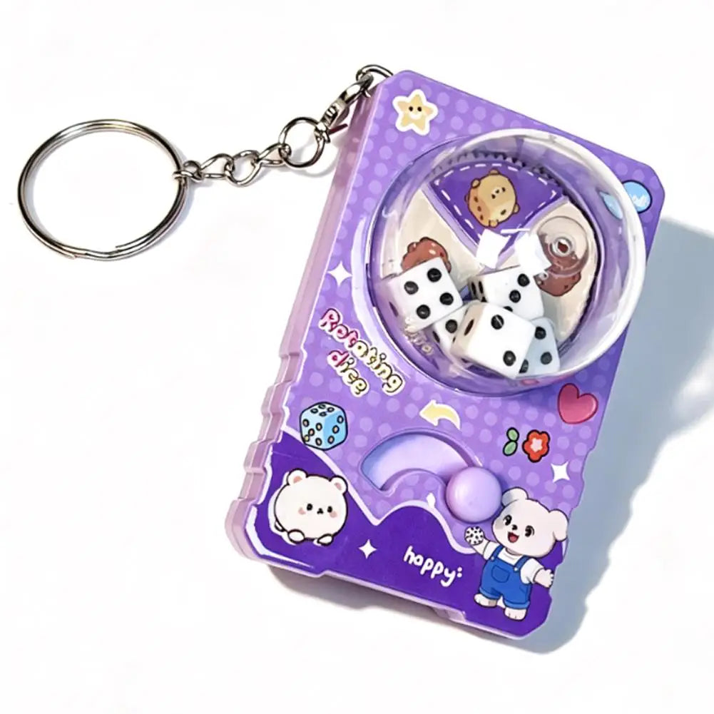 Cute Cartoon Rotating Dice Game Keychain Stress Relief Toy Manual