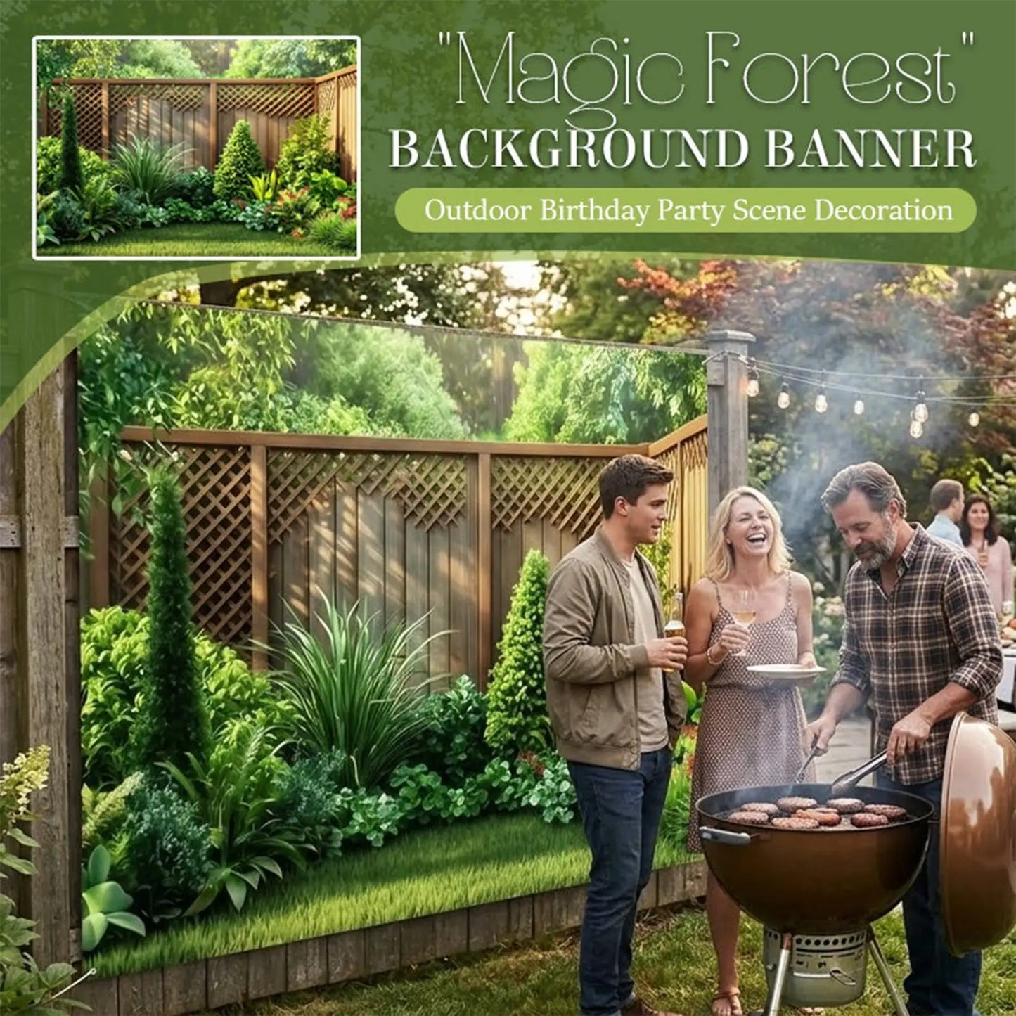 Greenery Backdrop Banner – Garden Fence Photo Background 7x5ft