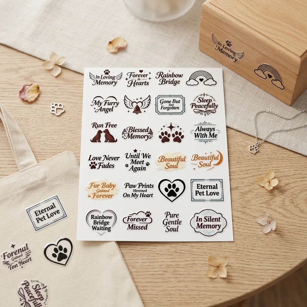 Pet Memorial UV Stickers | Paw Print Waterproof Decals for Urns