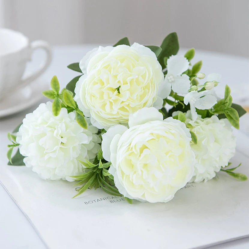 Artificial Silk Peony Chrysanthemum Bouquet | Wedding & Home Decor