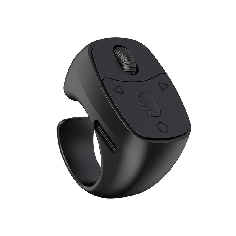 Bluetooth 5.3 Fingertip Scrolling Ring Remote – Selfie & Video Peaceful Pleasures Health and Wellness Nobox-Black A