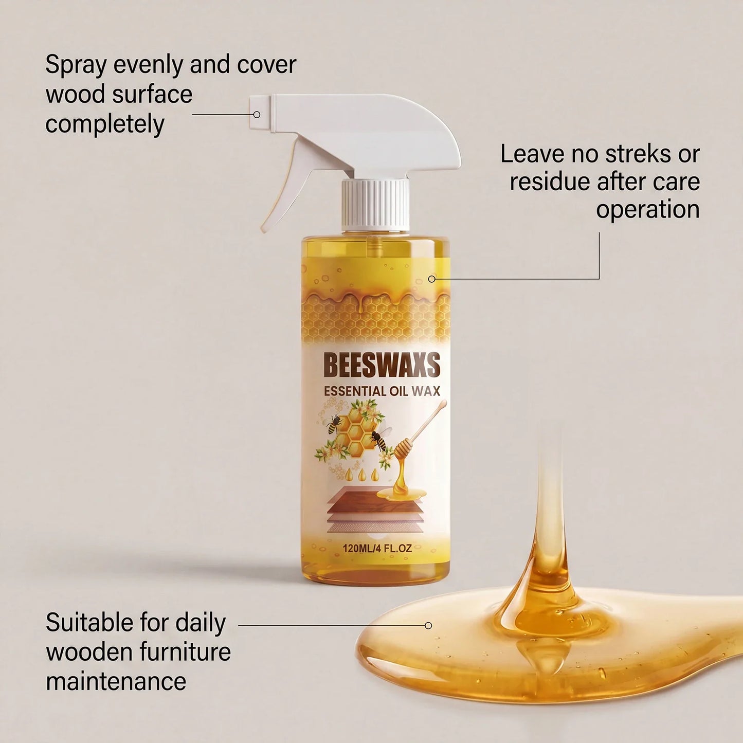 Beeswax Furniture Polish Spray – Wood Gloss & Care 120ml