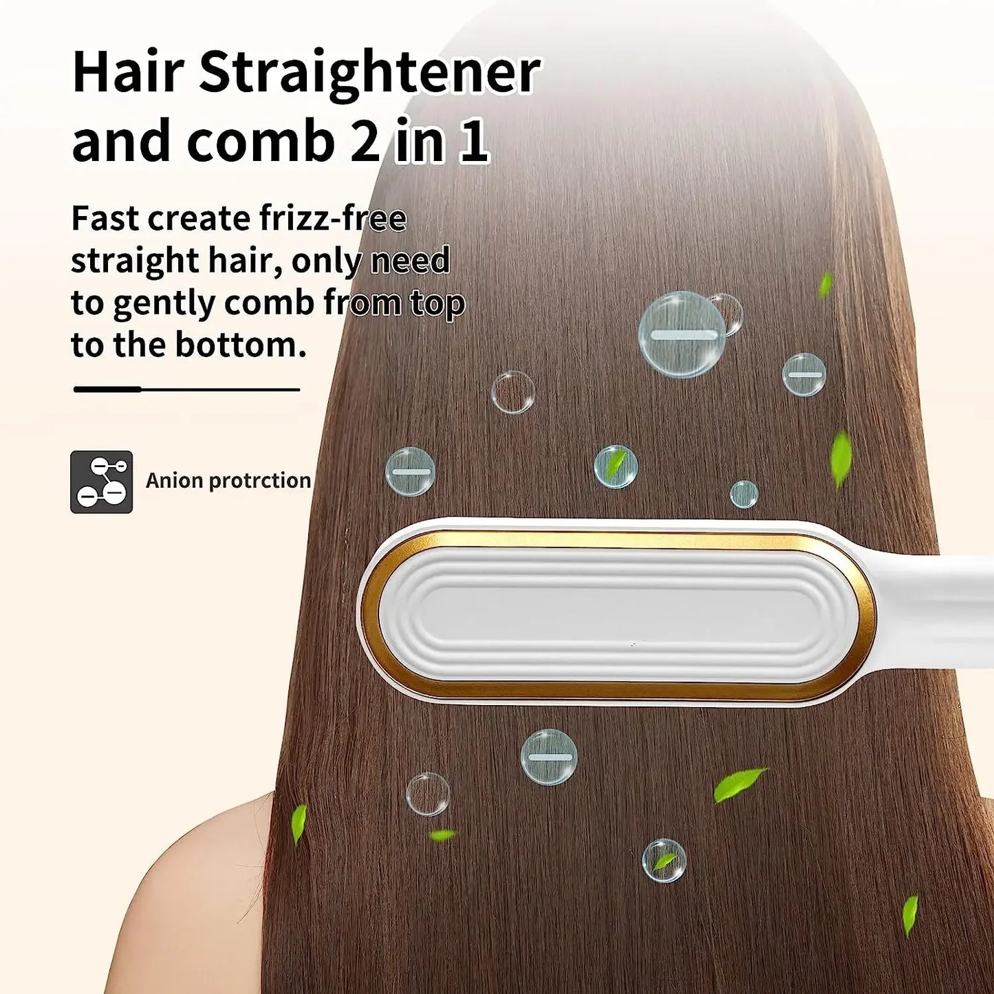 Hair Straightener Brush Anti-Scald Ionic Hair Straightener Comb LED Screen Fast Heating Straightening Brush Women Hairstyle Tool Peaceful Pleasures Health and Wellness