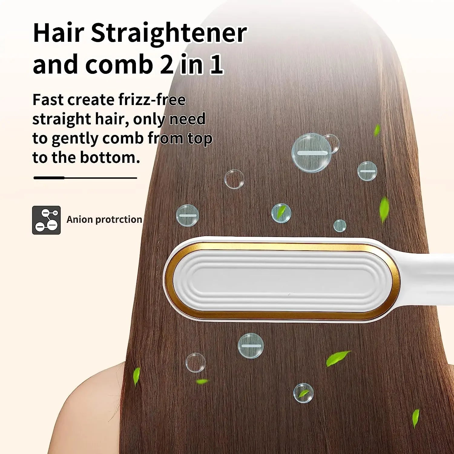 Hair Straightener Brush Anti-Scald Ionic Hair Straightener Comb LED Screen Fast Heating Straightening Brush Women Hairstyle Tool Peaceful Pleasures Health and Wellness