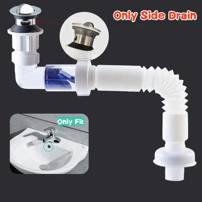 Flip-Top Anti-Odor Sink Drain Set | Flexible Anti-Clog Pipe