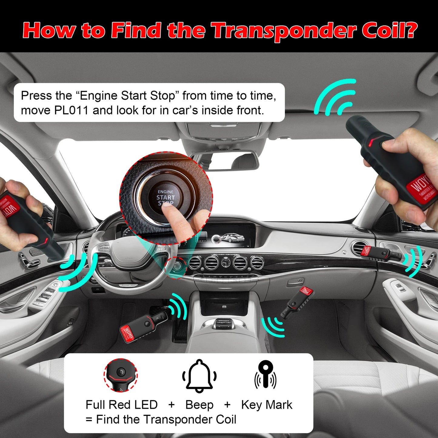 PL011 PKE LF Locator Intelligent Key Systems Transponder Coils Locate Meter Automotive High Frequency LF Antenna Tester Peaceful Pleasures Health and Wellness
