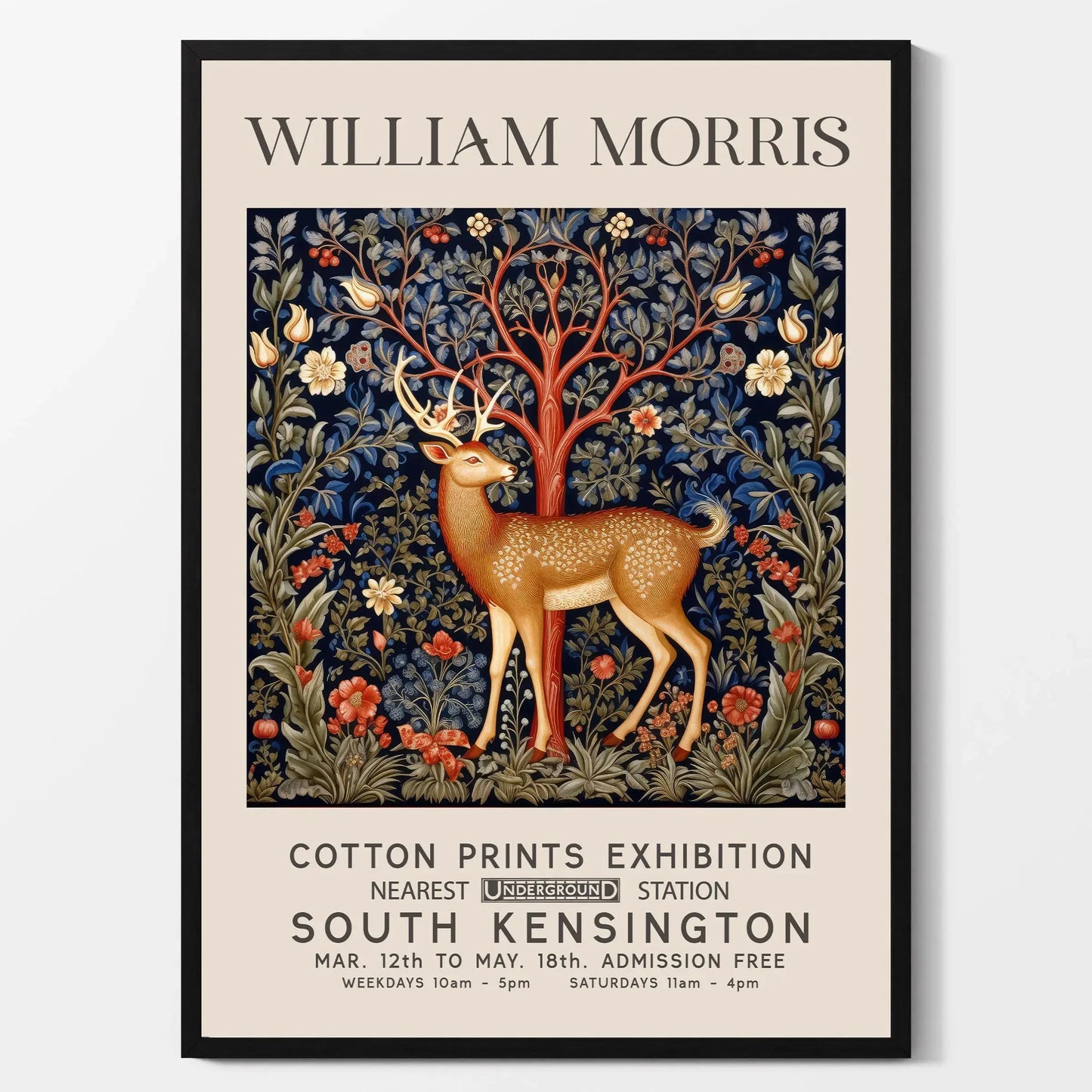 William Morris Canvas Wall Art – Fox Owl Peacock Botanical Print