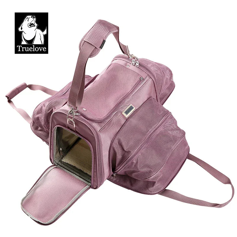 Truelove Nylon Oxford Large Space Comfortable Travel Foldable Hook Pet Carrier Bag Portable Puppy Cat Carrier Backpack TLX4971 Peaceful Pleasures Health and Wellness Purple M China Mainland