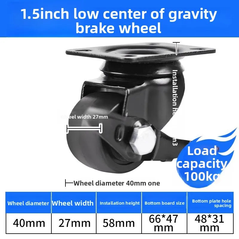 Heavy Duty Swivel Caster Wheels 1.5–3" with Safety Lock Brake