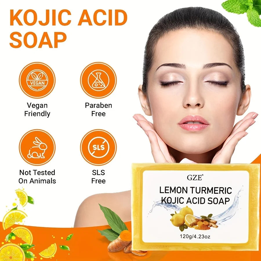 GZE Turmeric Kojic Acid Soap – Dark Spots, Shea Butter, Lemon