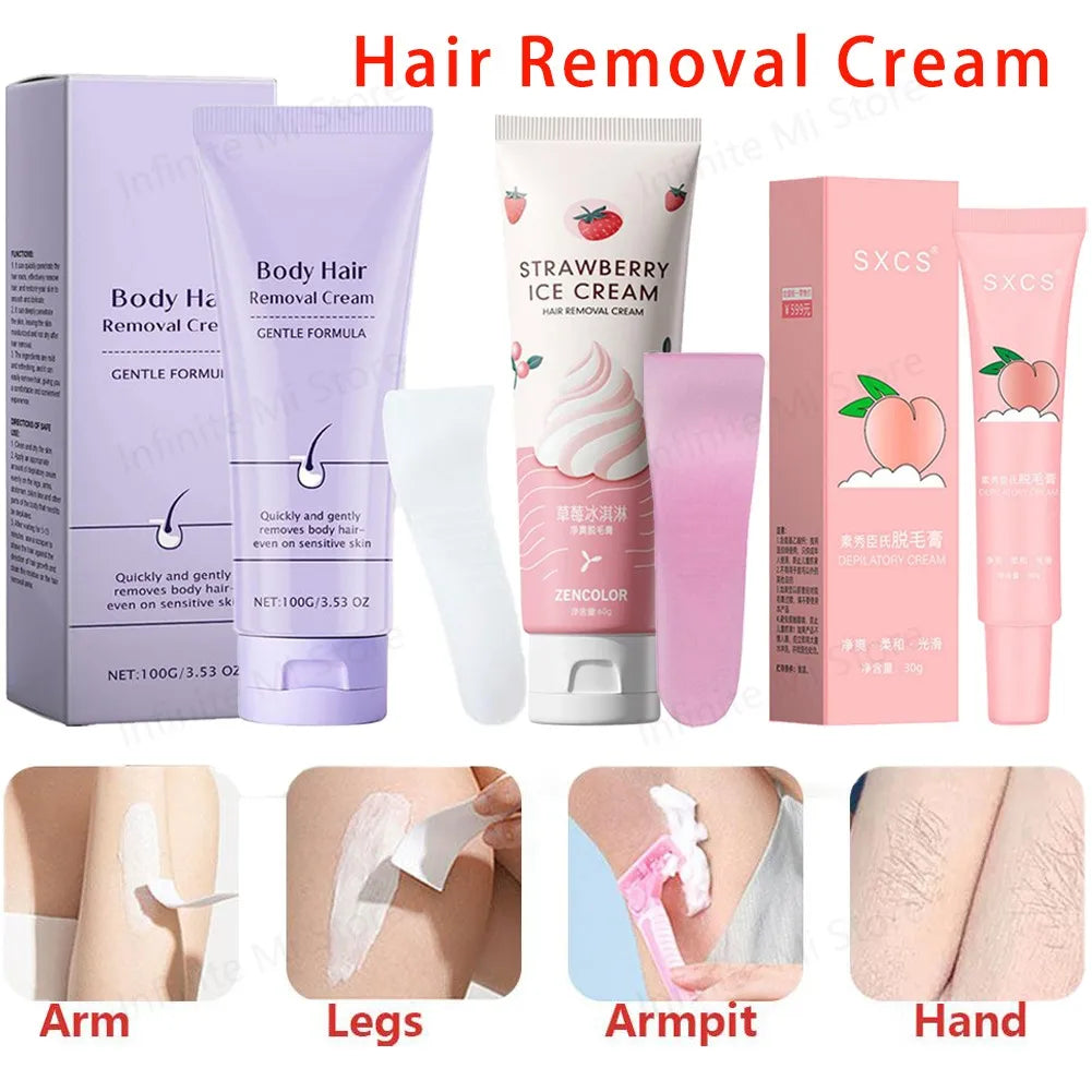 Hair Removal Cream Fast Painless Hair Growth Inhibitor Arm Armpit Legs Intimate Areas Peach Fuzz Remover For Men Woman Peaceful Pleasures Health and Wellness