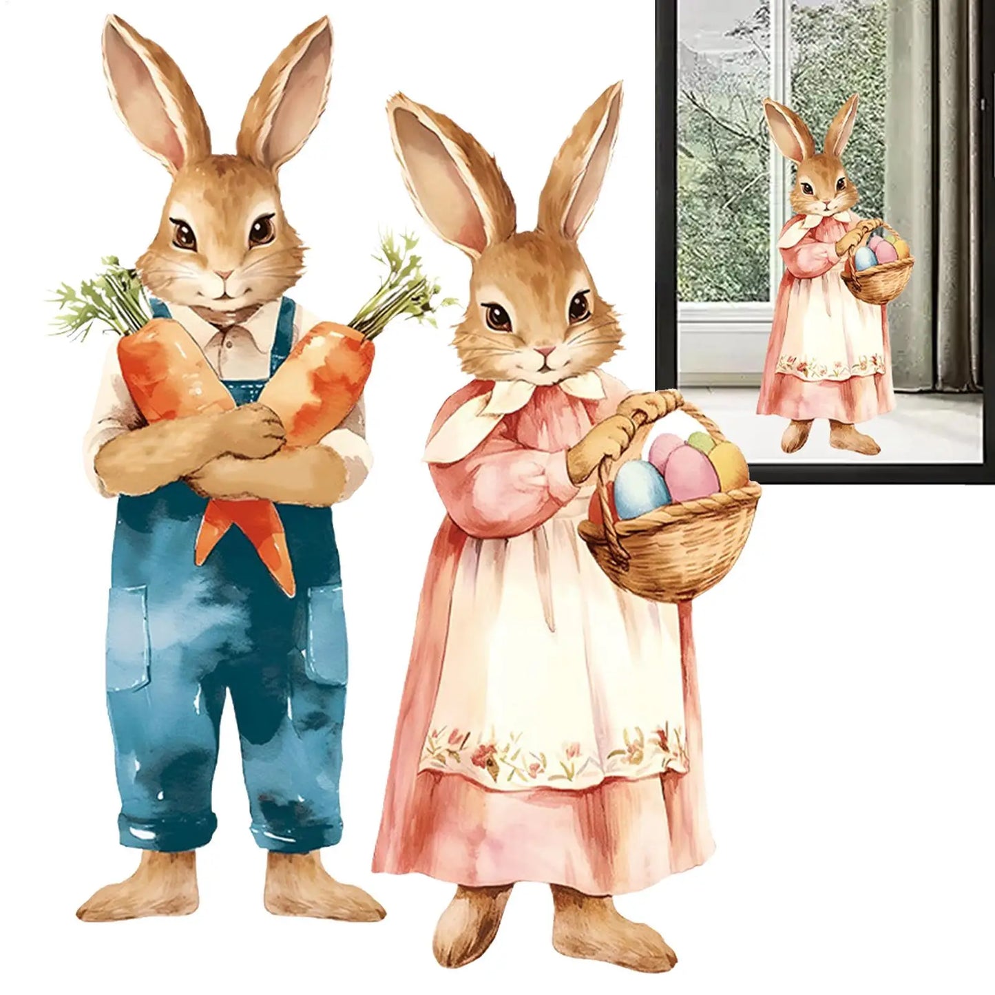 Easter Bunny Window Clings – Cute Rabbit Wall Stickers 2pcs