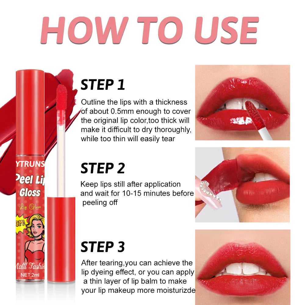 YTRUNS 6-Color Waterproof Peel-Off Liquid Lip Gloss Set