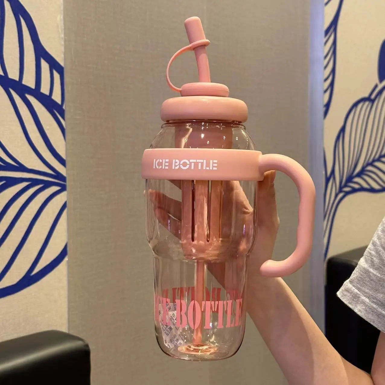 Personalized Cups With Straws High Capacity Thermos Mug Custom Drinkware For Milk Tea Beer Cute Summer Gifts Kitchen Home Use Peaceful Pleasures Health and Wellness 1300ml pink