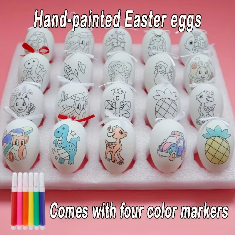 8 Sets of Easter Hand-Painted Plastic Egg Set, Hanging Easter Decorations, a Variety of Different Patterns Peaceful Pleasures Health and Wellness