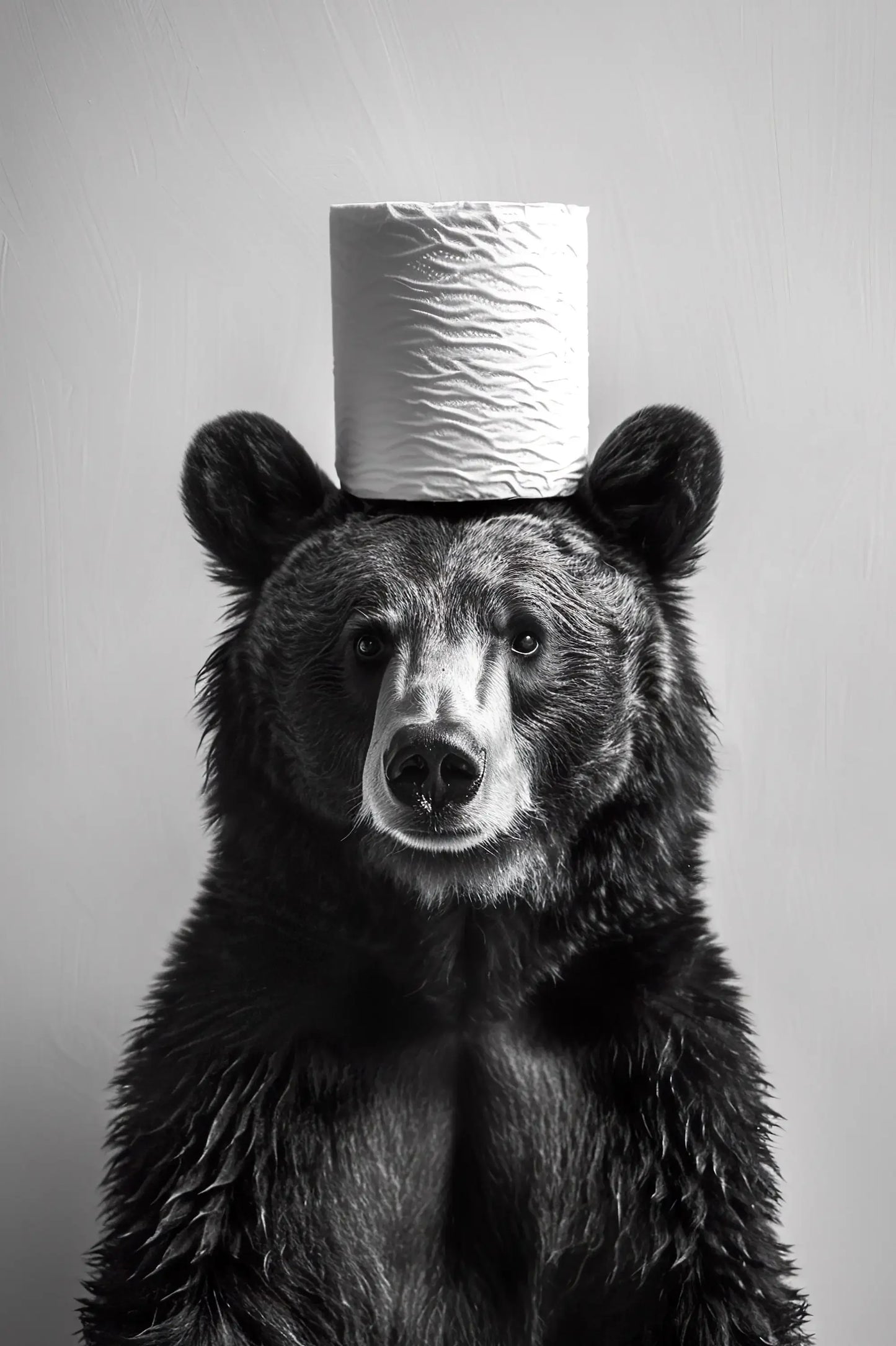 Black & White Cute Animal Toilet Paper Canvas Wall Art Poster