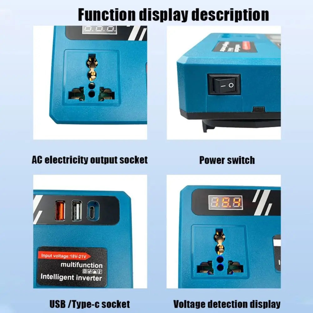 Makita Battery Inverter 3 USB Ports 120W DC to AC Converter