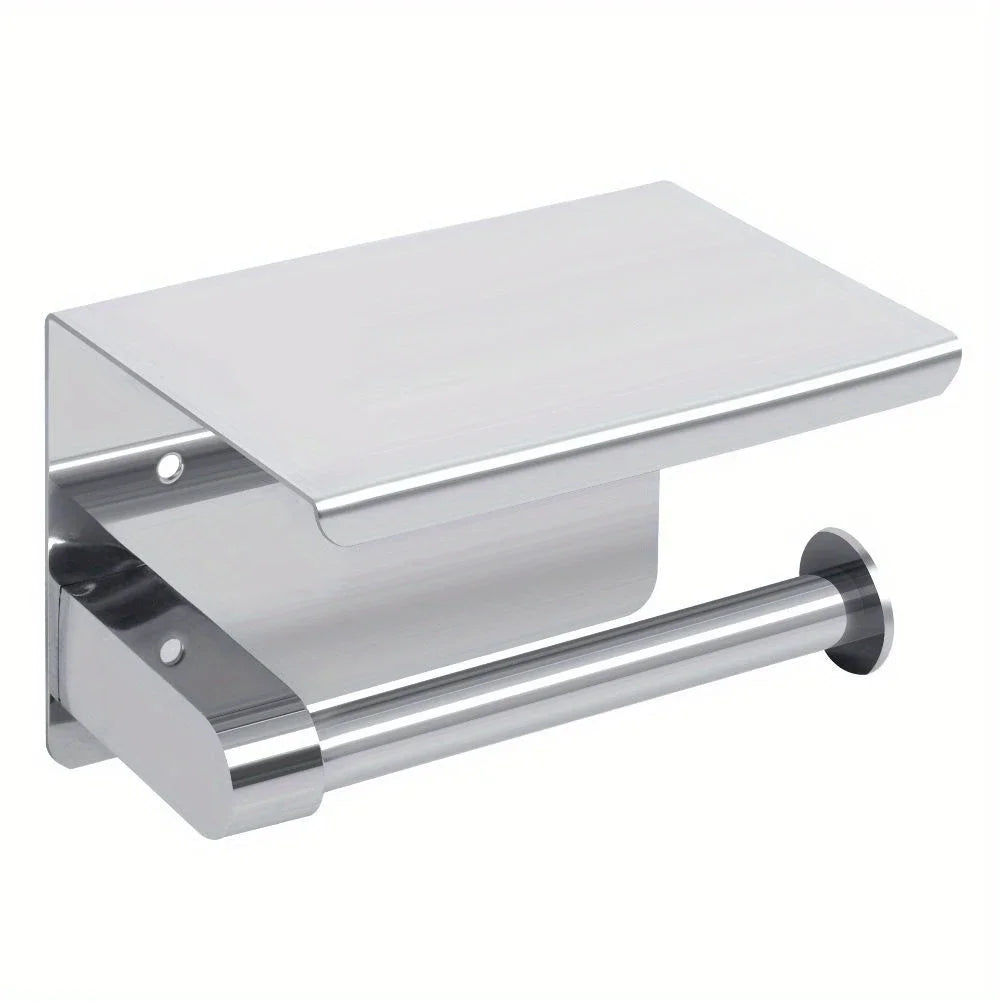 Stainless Steel Toilet Paper Holder with Phone Shelf