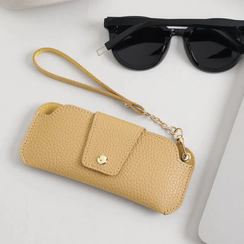 Slim PU Leather Sunglass Case with Wrist Strap | Travel