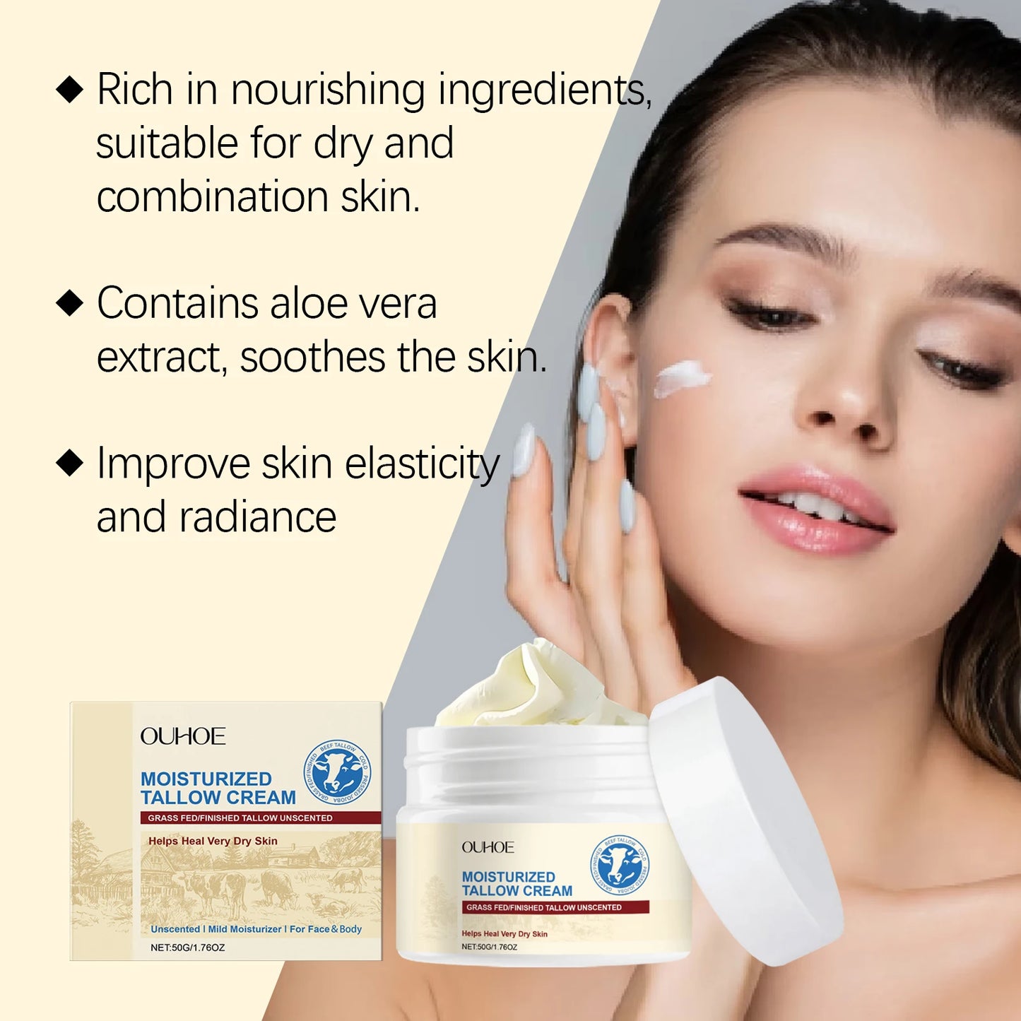 Tallow Moisturizing Face Cream – Hydration & Skin Repair 50g