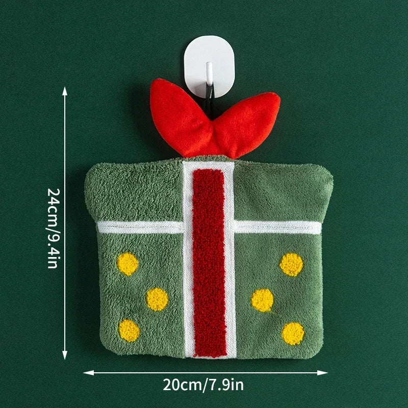 Christmas Series Coral Fleece Hand Towels Super Absorbent Kitchen and Bathroom Towels Santa Claus Hand Wash Cloth Christmas Gift Peaceful Pleasures Health and Wellness Gift