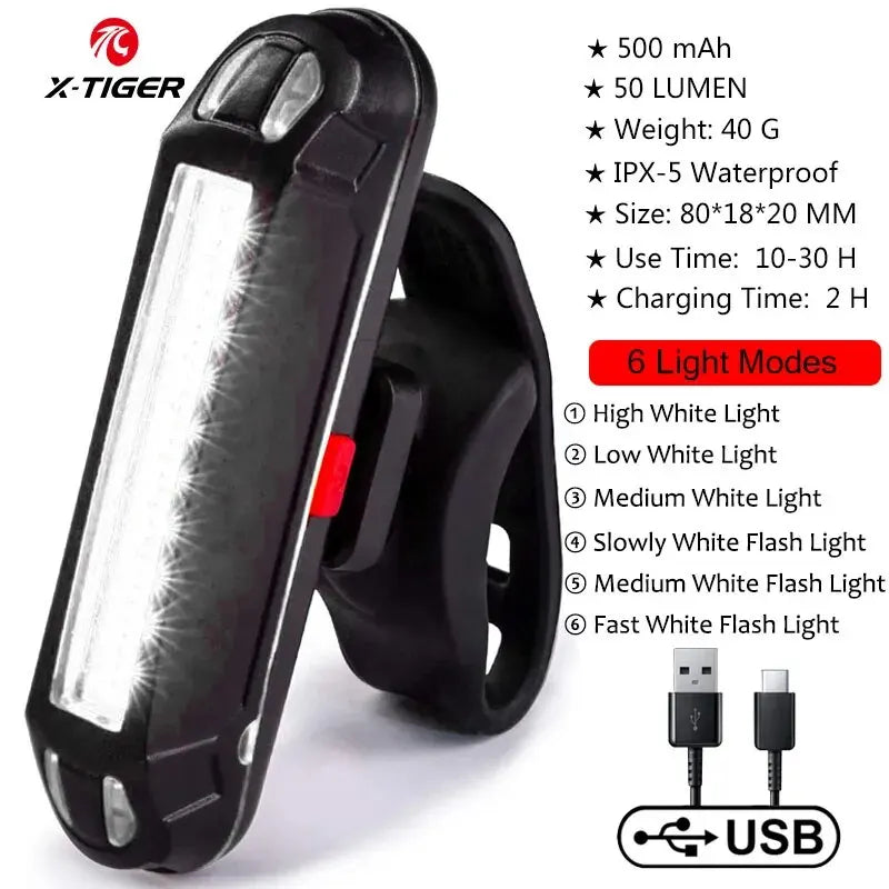 X-TIGER USB Rechargeable Bike Rear LED Taillight | 50 Lumen