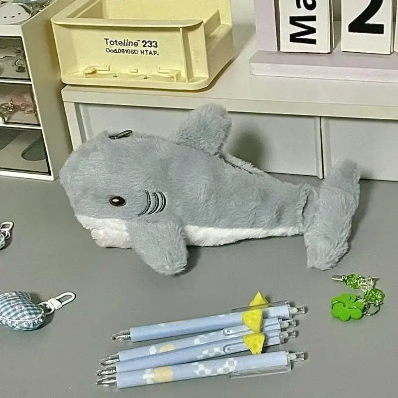 Dolphin Plush Pencil Case – Large Capacity Stationery Bag