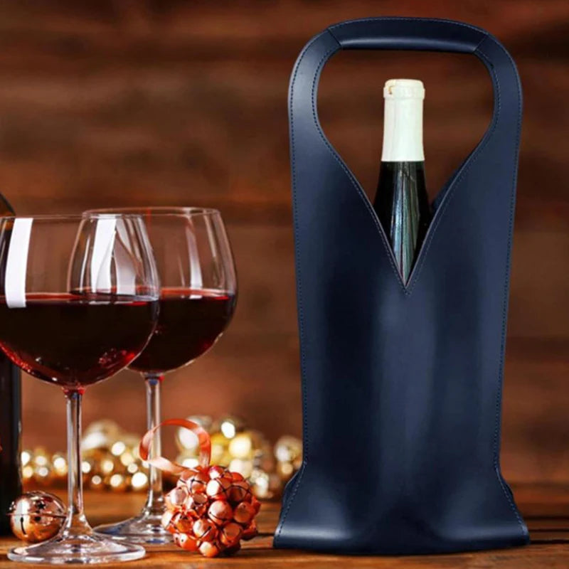 Reusable Leather Wine Gift Bag | Double Layer Bottle Tote Wine Gift Bag Peaceful Pleasures Health and Wellness