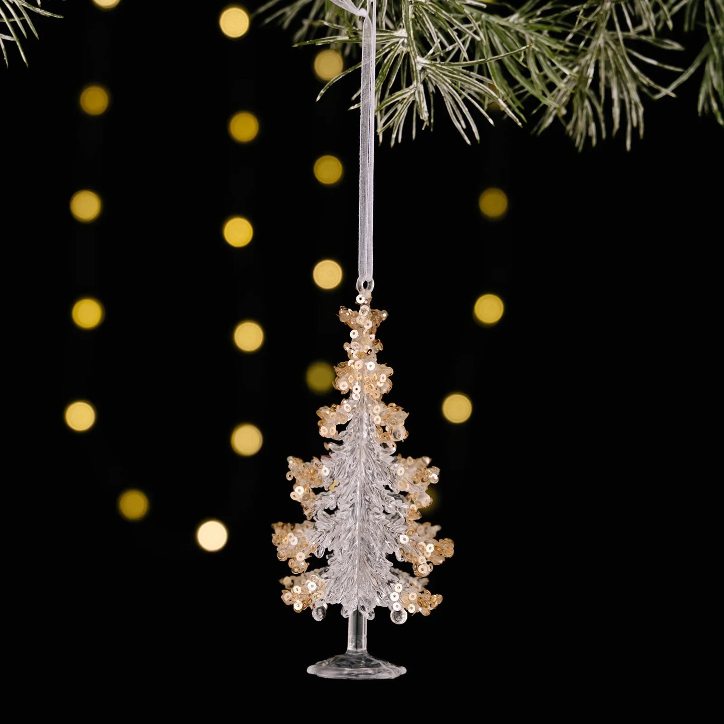 Sequined Acrylic Christmas Ornaments – Snowflake & Bell Pendants