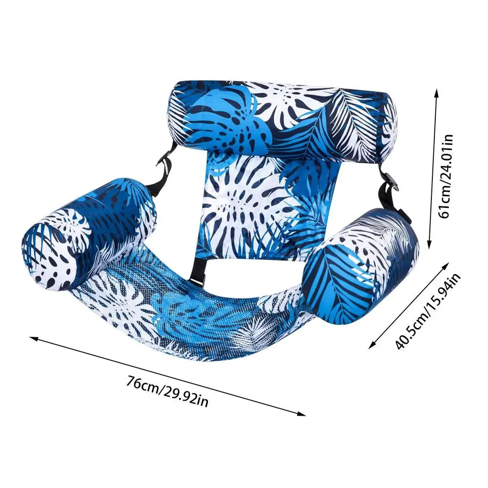 Inflatable pool hammock chair Floating water lounge bed Foldable swimming pool recliner Heavy-duty Pool Floats for Adults Peaceful Pleasures Health and Wellness Blue