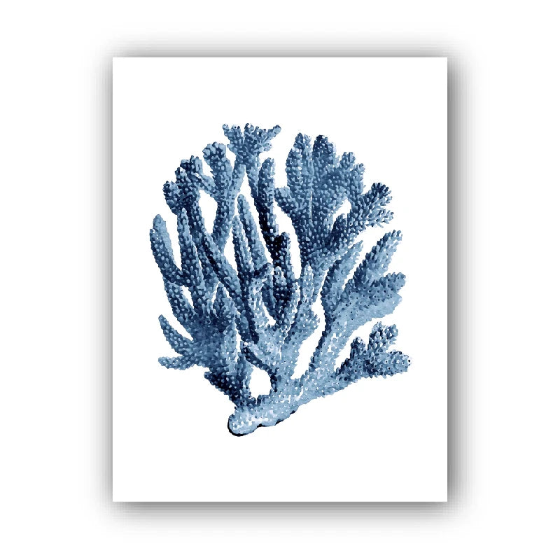 Blue Coral Watercolor Canvas Wall Art | Coastal Seaweed Print Canvas Wall Art Peaceful Pleasures Health and Wellness 10 30x40cm Unframed