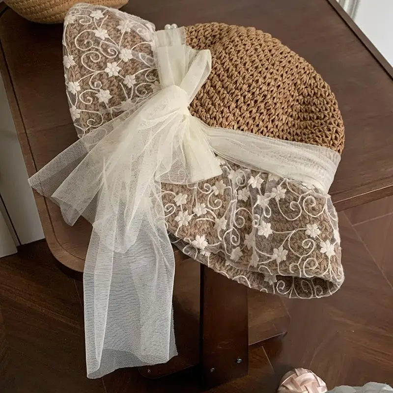 Women's Foldable Straw Sun Hat – Large Brim UV Protection