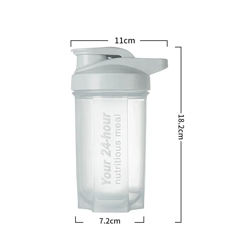 Portable Shaker Cup for Men and Women Protein Powder Replacement Milkshake Mixing Cup Fitness Sports Water Cup Scale Bottle Peaceful Pleasures Health and Wellness Gray