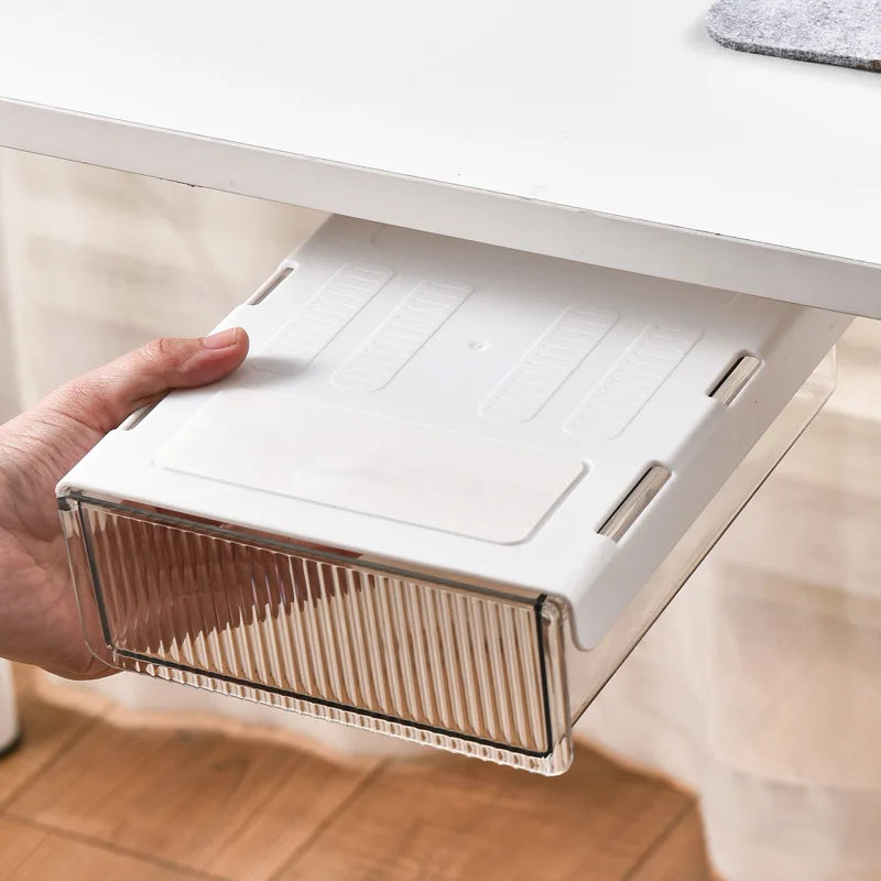 Under Desk No Drill Drawer Organizer Hidden Pen Holder Office Storage Box Student Desk Stationery Peaceful Pleasures Health and Wellness