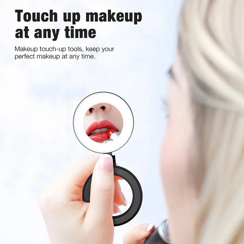 Mirror With Light For Cell Phone Led Light Mobile Selfie Ring Lamp Video Shooting Light Led Photography Lighting Fill Light Ring Peaceful Pleasures Health and Wellness