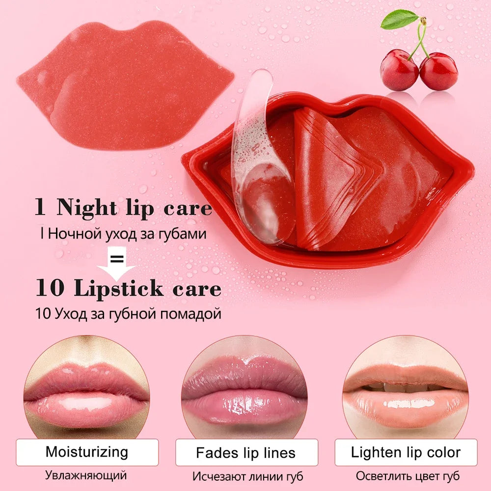 BIOAQUA Cherry Gollagen Hydrating Lip Mask Moisturizing Nourishing Anti-Drying Lightening 20pcs Peaceful Pleasures Health and Wellness