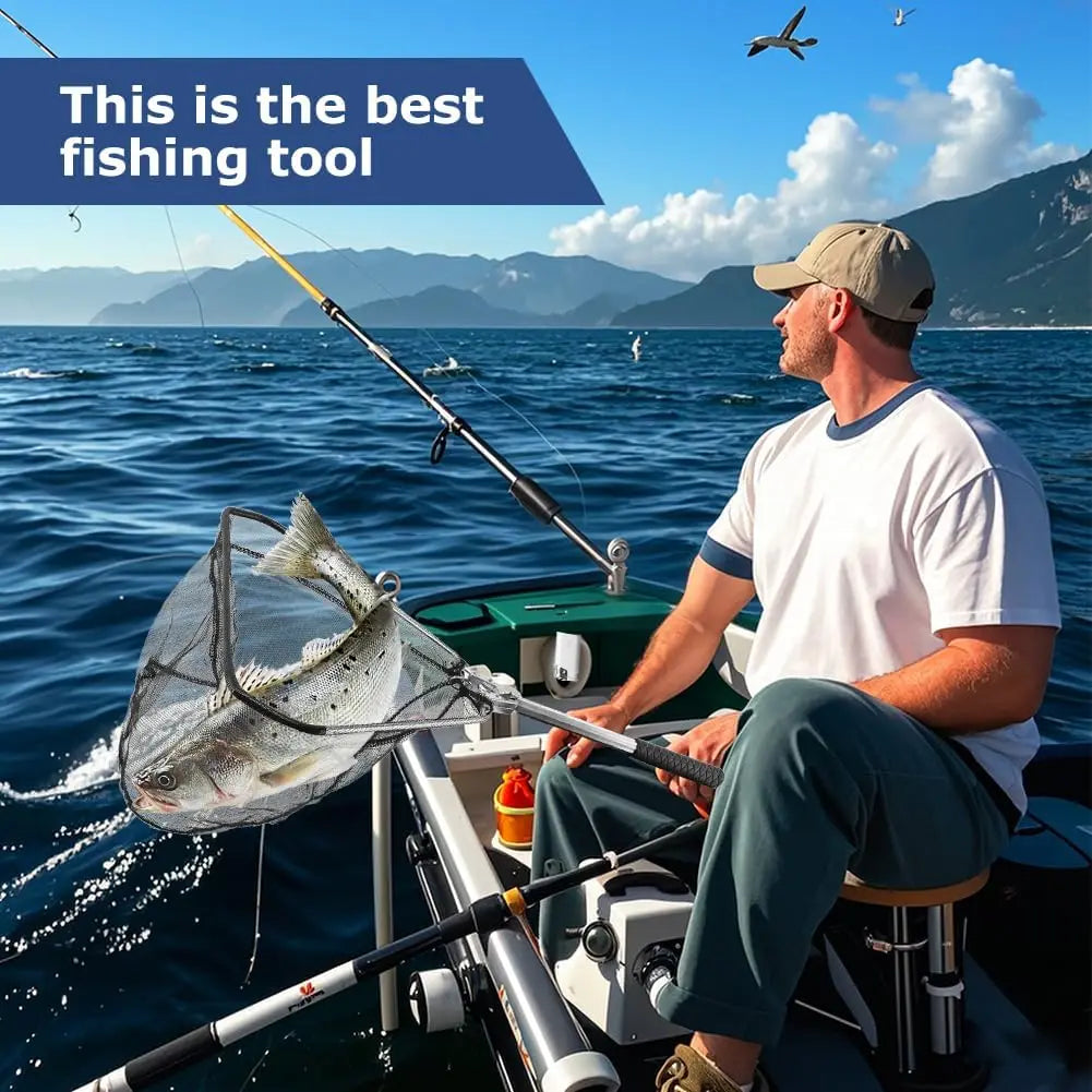 Fishing Net Foldable Collapsible Telescopic Fish Landing Net Durable Nylon Material Mesh Landing Net for Easy Catching Releasing Peaceful Pleasures Health and Wellness