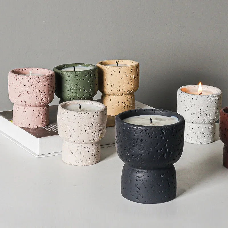 Simple Cement Household Aromatherapy Candles Empty Cups DIY High-value Handicrafts Indoor Candle Holders Decorative Ornaments Peaceful Pleasures Health and Wellness