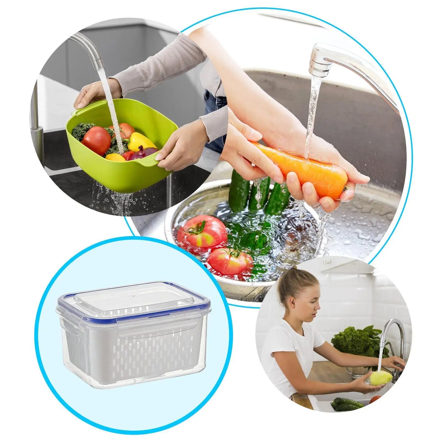 Double Layer Fruit & Veggie Drain Basket Storage Container